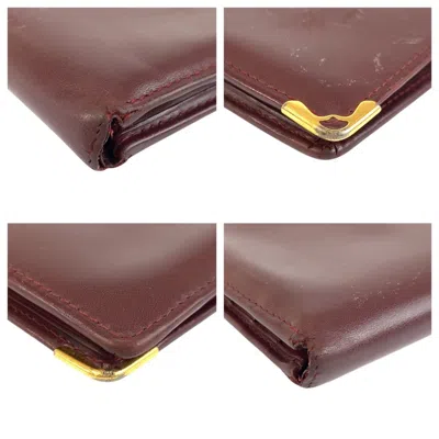 Pre-owned Cartier Bordeaux Leather Wallet (bi-fold) () In Burgundy