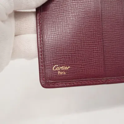 Pre-owned Cartier Bordeaux Leather Wallet (tri-fold) () In Burgundy