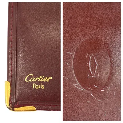 Pre-owned Cartier Bordeaux Leather Wallet (bi-fold) () In Burgundy