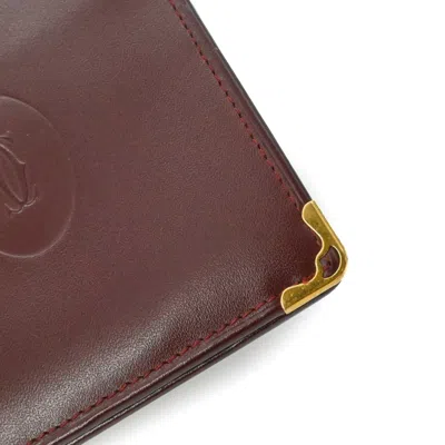 Pre-owned Cartier Bordeaux Red Color Leather Wallet (bi-fold) () In Burgundy