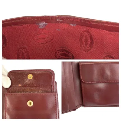Pre-owned Cartier Bordeaux Leather Wallet (bi-fold) () In Burgundy