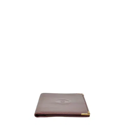 Pre-owned Cartier Bordeaux Wine Red Leather Long Bill Wallet (bi-fold) () In Burgundy