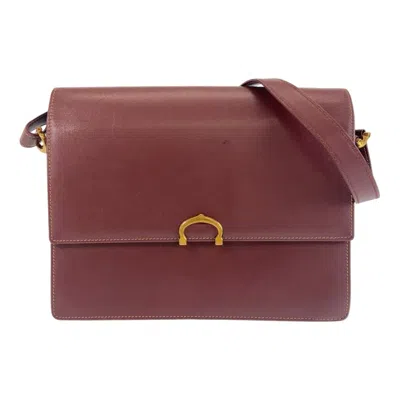 Pre-owned Cartier Bordeaux Wine Red Leather Messenger Bag Shoulder Bag () In Burgundy