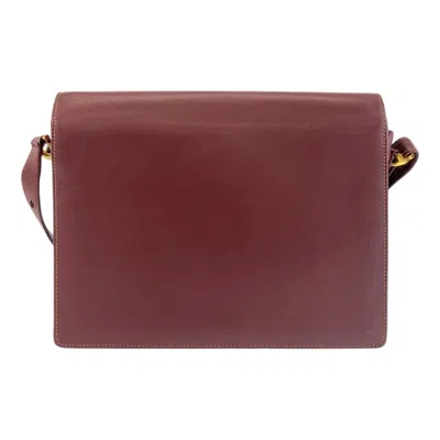 Pre-owned Cartier Bordeaux Wine Red Leather Messenger Bag Shoulder Bag () In Burgundy