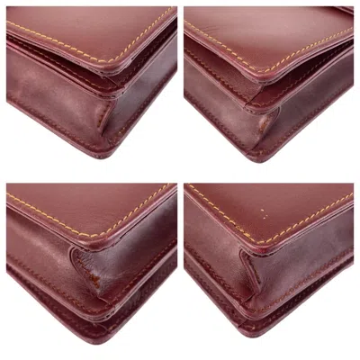 Pre-owned Cartier Bordeaux Wine Red Leather Messenger Bag Shoulder Bag () In Burgundy