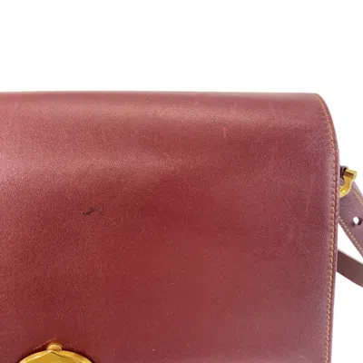 Pre-owned Cartier Bordeaux Wine Red Leather Messenger Bag Shoulder Bag () In Burgundy