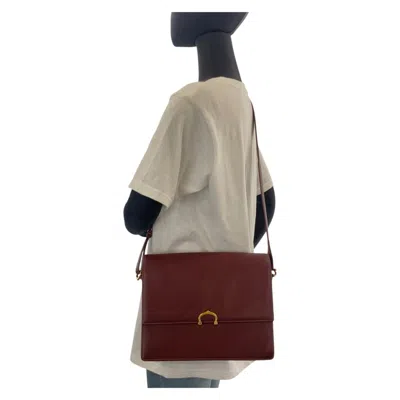 Pre-owned Cartier Bordeaux Wine Red Leather Messenger Bag Shoulder Bag () In Burgundy