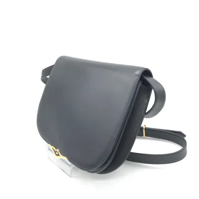 Pre-owned Cartier Leather Crossbody Bag With Women's Sapphire () In Black