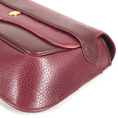 Pre-owned Cartier Must Wine Red Leather Clutch Bag Pouch () In Burgundy