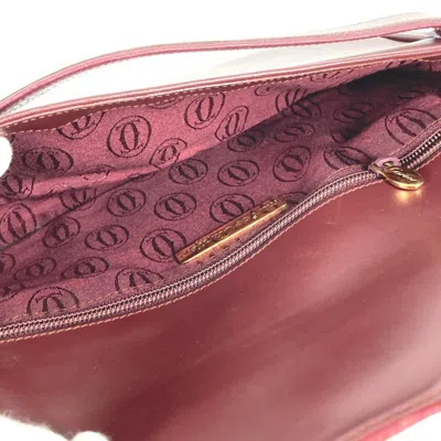 Pre-owned Cartier Must Wine Red Leather Clutch Bag Pouch () In Burgundy