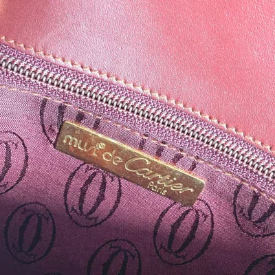 Pre-owned Cartier Must Wine Red Leather Clutch Bag Pouch () In Burgundy