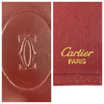 Pre-owned Cartier Wine Red Leather Long Wallet (bi-fold) () In Burgundy