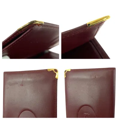 Pre-owned Cartier Wine Red Leather Long Wallet (bi-fold) () In Burgundy