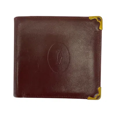 Pre-owned Cartier Wine Red Leather Wallet (bi-fold) () In Burgundy