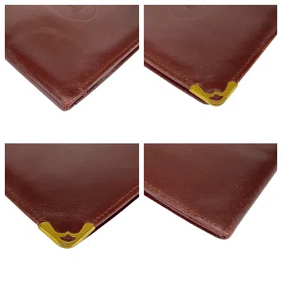 Pre-owned Cartier Wine Red Leather Wallet (bi-fold) () In Burgundy