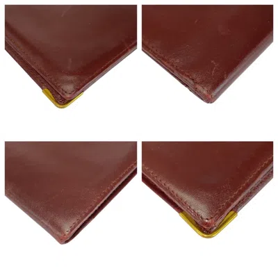 Pre-owned Cartier Wine Red Leather Wallet (bi-fold) () In Burgundy