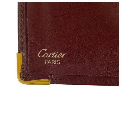 Pre-owned Cartier Wine Red Leather Wallet (bi-fold) () In Burgundy