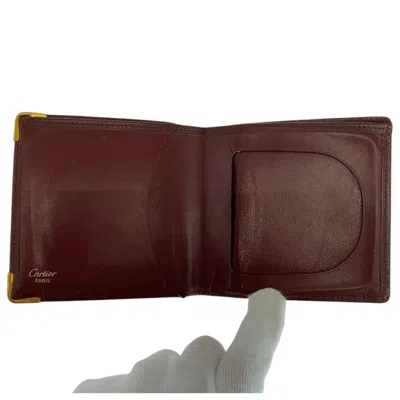 Pre-owned Cartier Wine Red Leather Wallet (bi-fold) () In Burgundy