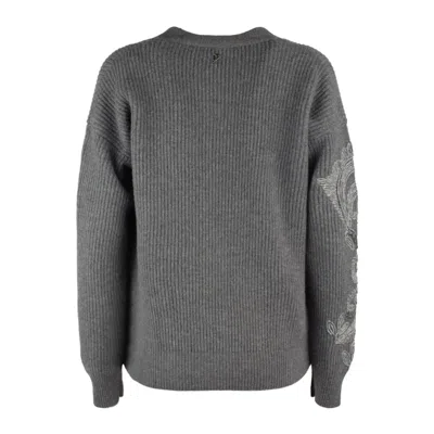 Dondup Regular Cardigan In English Rib In Gray