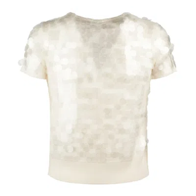 Max Mara Wool Sweater With Sequins Ivory In White
