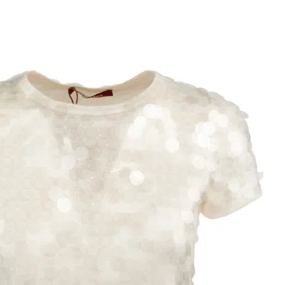 Max Mara Wool Sweater With Sequins Ivory In White