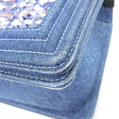 Pre-owned Chanel Blue Red Color White Denim Tweed Shoulder Bag ()