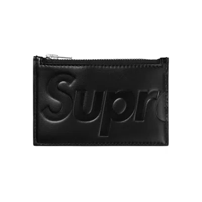 Pre-owned Supreme Leather Zip Card Holder 'black' | Men's Size Onesize