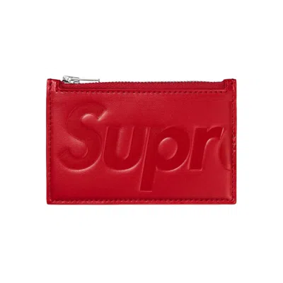 Pre-owned Supreme Leather Zip Card Holder 'red' | Men's Size Onesize