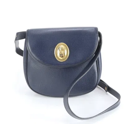 Pre-owned Dior Christian  Navy Leather Shoulder Bag () In Blue