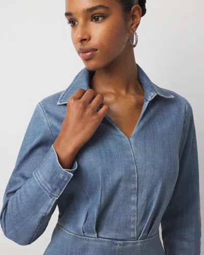 White House Black Market Clear Coated Denim Midi Dress