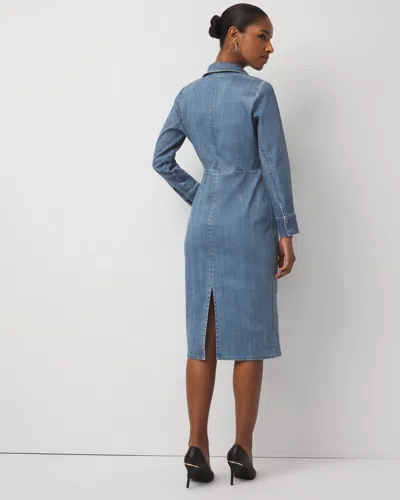 White House Black Market Clear Coated Denim Midi Dress