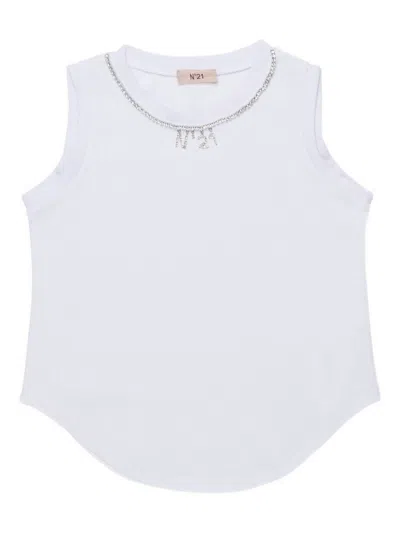 N°21 N21 Kids Logo-embellished Curved Hem Tank Top In Multi