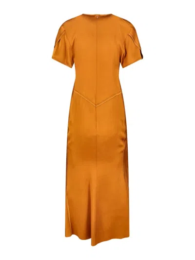 Victoria Beckham Womens Sunset Orange Ruched Regular-fit Woven Mini Dress