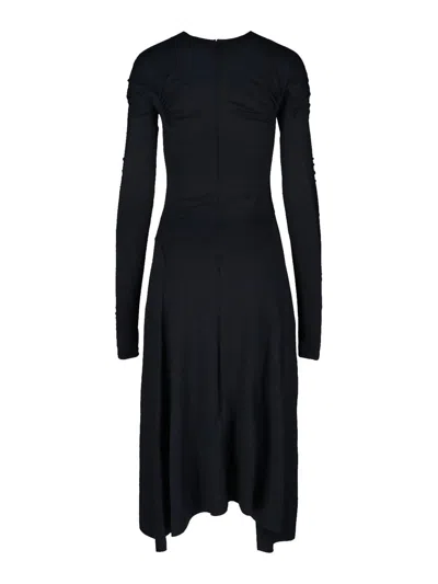 Victoria Beckham Draped Midi Skirt Asymmetric Design Slit In Black