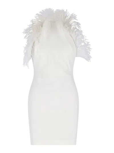 Attico Mini Feather Dress In White