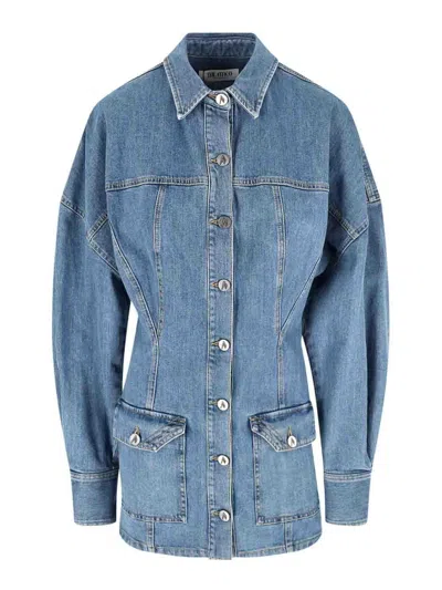 Attico Women Blue Shirt Collar Denim Mini Dress, Xs Luxury Dresses For Women Darveys