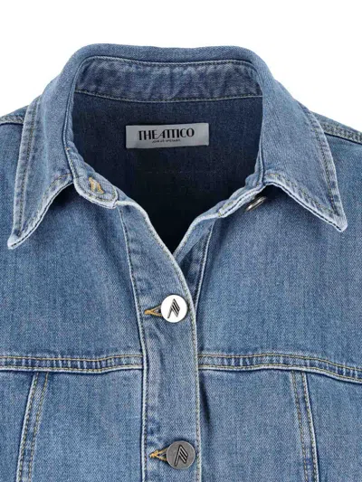 Attico Women Blue Shirt Collar Denim Mini Dress, Xs Luxury Dresses For Women Darveys