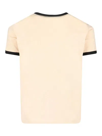 Valentino Garavani Butter-colored T-shirt With Panther Print In Neutral