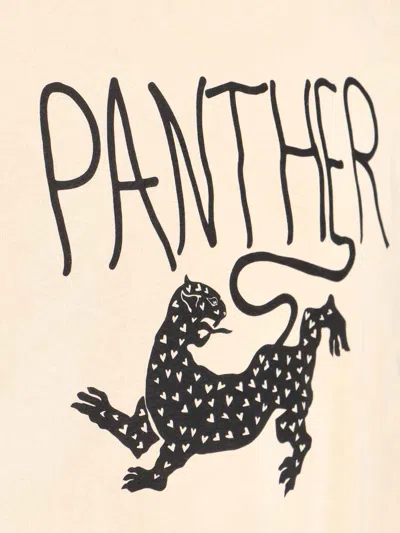 Valentino Garavani Butter-colored T-shirt With Panther Print In Neutral