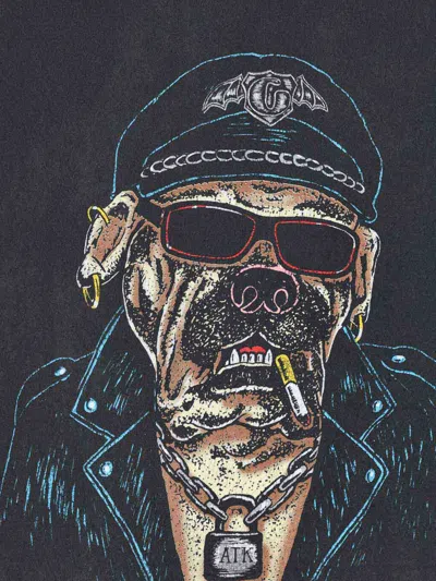 Gallery Dept. Biker Dog Glittered Printed Cotton-jersey T-shirt In Black