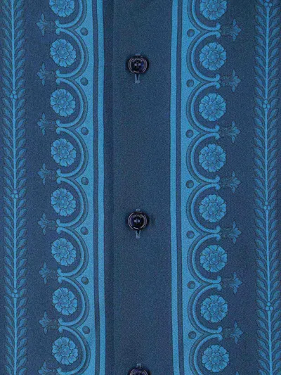Versace Informal Shirt Silk Twill Fabric Barocco 92 Print Shirts Blue In Blue