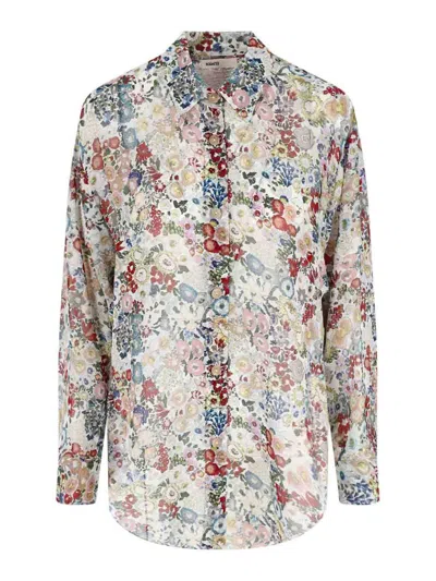 Khaite Goya Floral Silk Chiffon Button-down Top In Multi
