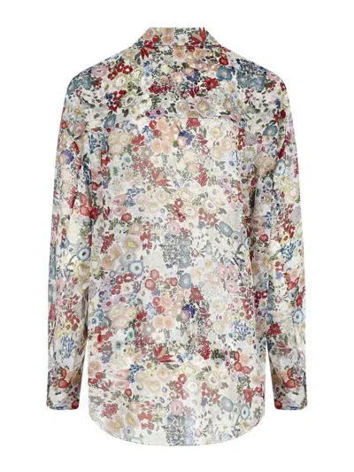 Khaite Goya Floral Silk Chiffon Button-down Top In Multi