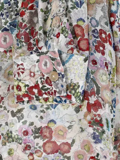 Khaite Goya Floral Silk Chiffon Button-down Top In Multi