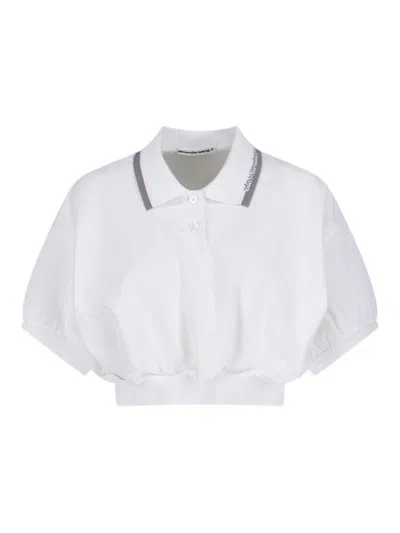 Alexander Wang Alexanderwang. T Relaxed Cropped Cinched Polo Top In White