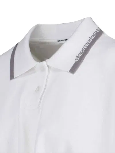Alexander Wang Alexanderwang. T Relaxed Cropped Cinched Polo Top In White