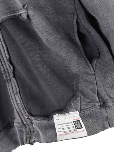 Miharayasuhiro Hooded Sweatshirt With Distressed Finish And Front Pockets In Gray