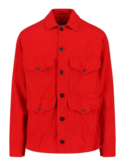 Junya Watanabe Emporio Armani Allover Logo Cotton Polo Shirt In Red