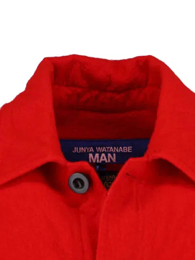 Junya Watanabe Emporio Armani Allover Logo Cotton Polo Shirt In Red
