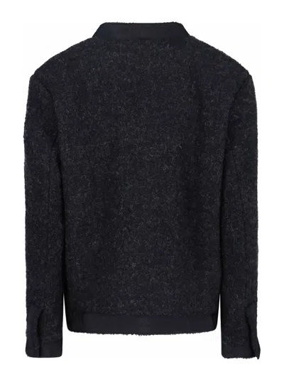 Ln22 Textured Wool Blend Jacket With Round Neckline In Black